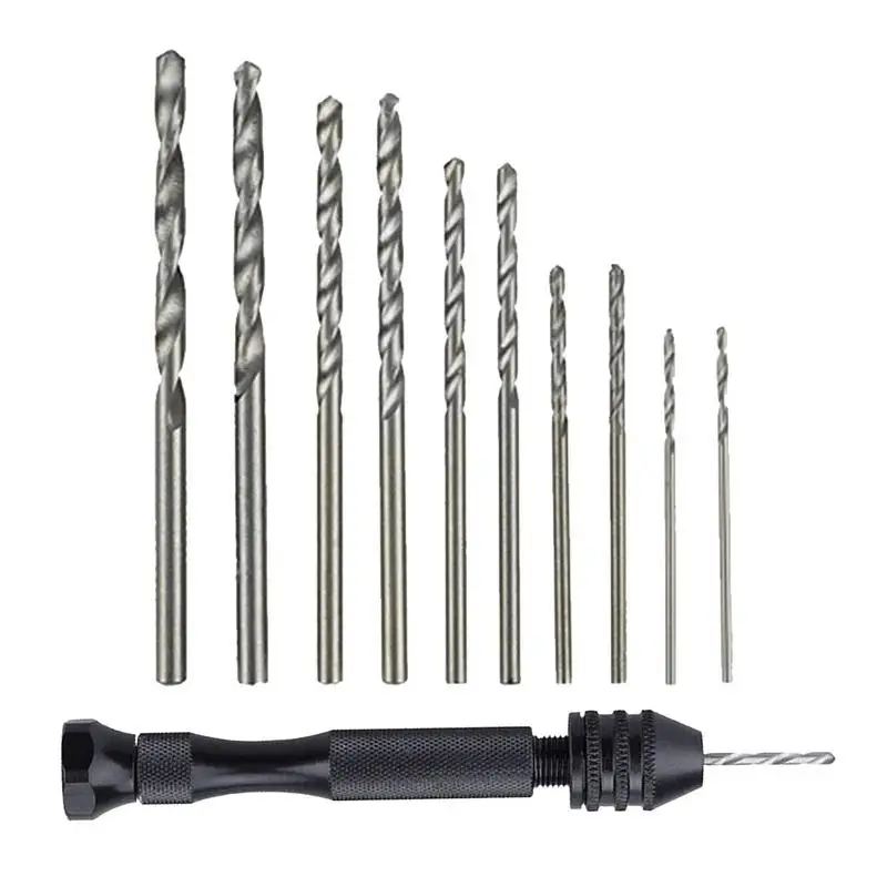 

Mini Aluminum Hand Drill With Keyless Chuck HSS Steel Twist Drill Bit Woodworking Drilling Rotary Tools Hand Drill Manual