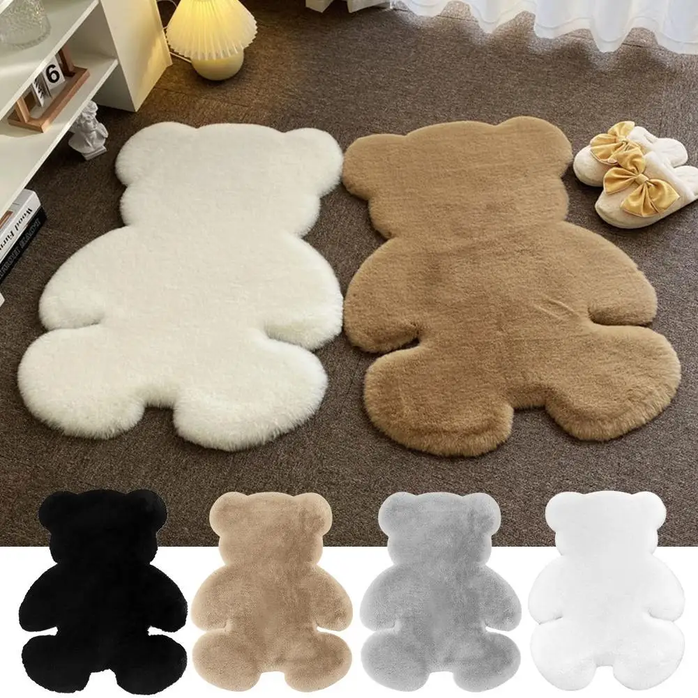 

Bear Special-Shaped Carpet For Bedroom Cute Soft Fluffy Faux Rabbit Fur Rug Fuzzy Shaggy Rug Carpet For Kids