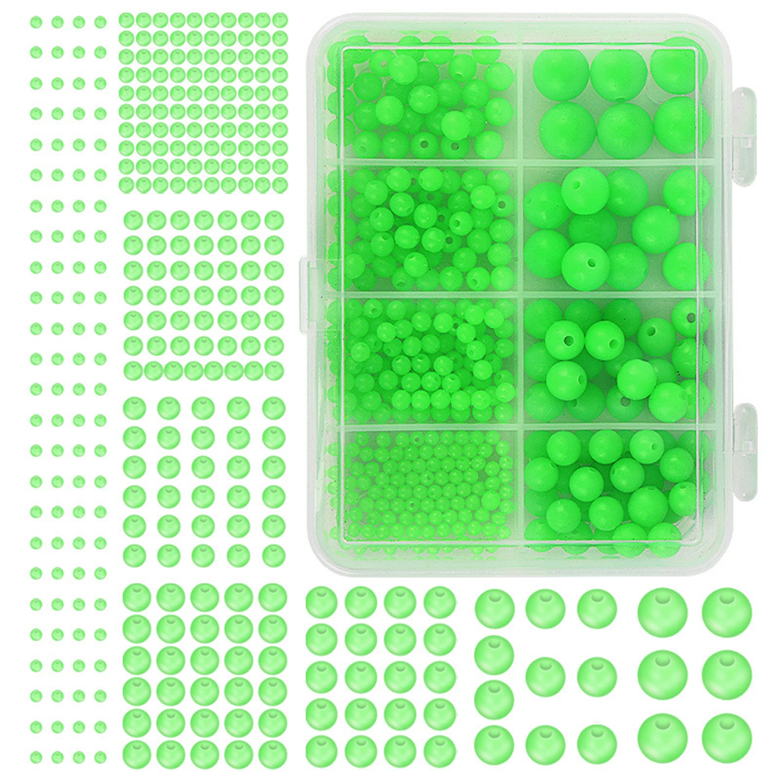 346pcs/box Fishing Accessories Line Beads Round Float Balls Round Glow Beads for Saltwater Catfish Bait Rigs Fishing Tools