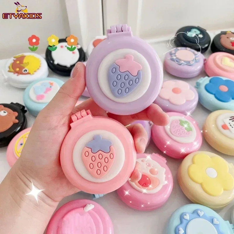 Pink Portable Mini Round Hair Comb Mirror Pocket Small Size Traveling Massage Folding Hair Comb for Baby Brushes
