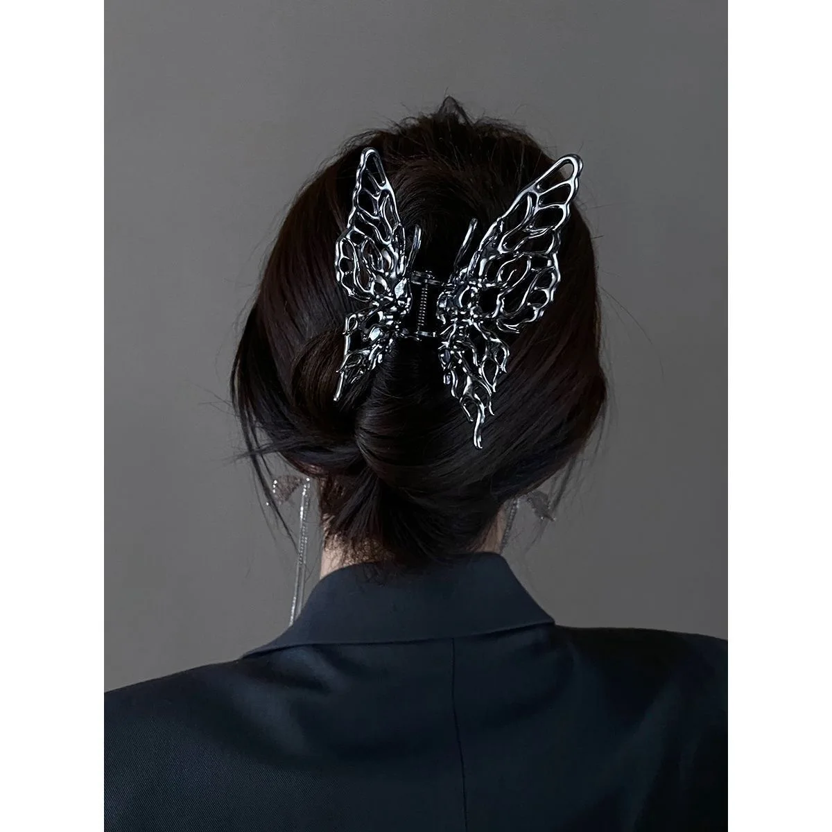 New Korea Bright Silver Cross Geometric Hairpin Butterfly Grab Clip Rose Flower Hair Claw Woman Girls Styling Barrette Headdress rose in glass 11ct stamped cross stitch 35 48cm