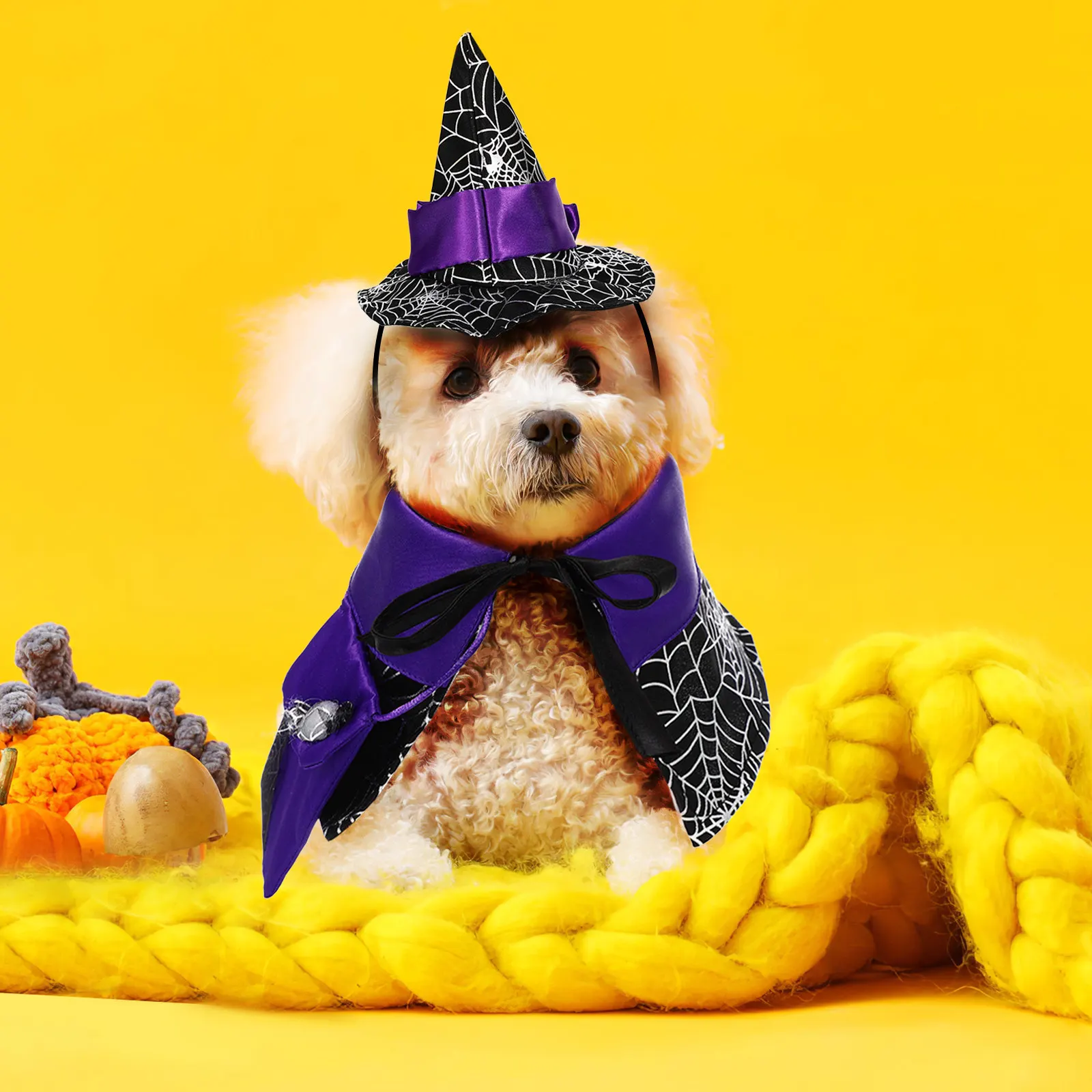 1 세트 할로윈 고양이 의상 통기성 새틴 고양이 망토 마녀 모자 콤보 고양이 강아지 코스프레 의상 파티 애완 동물 액세서리