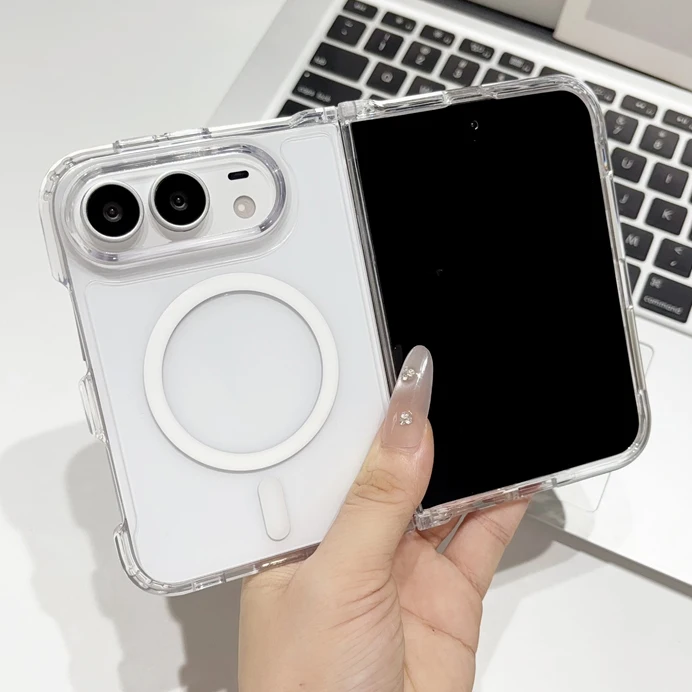 Crystal Clear Magnetic Phone Case with Shockproof Protection and Wireless Charging Compatibility