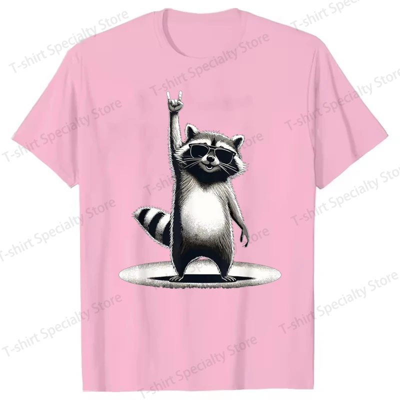 Retro Raccoon Rock Musik Geschenk Männer Kinder Frauen Lustiges Waschbär-T-Shirt Individuell bedruckte Grafik-T-Shirts Lustiges Shirt Camiseta – Detail 4