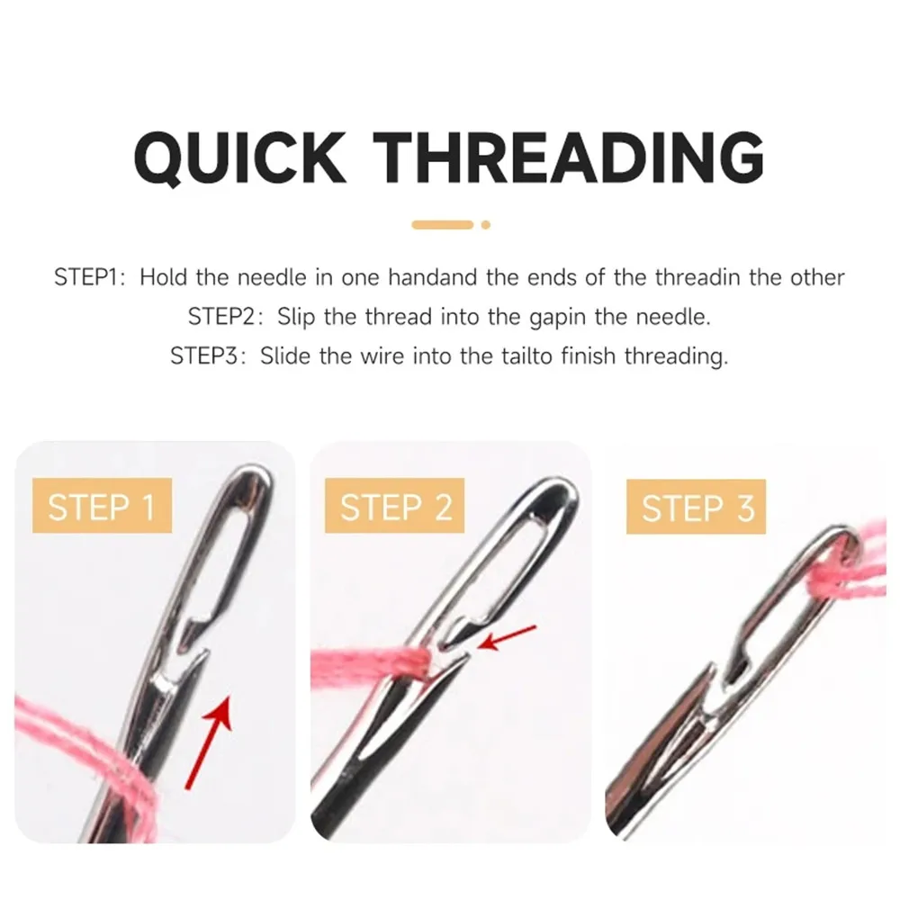 12/36PCS Sewing Needles Multi-size Side Opening Stainless Steel Darning Sewing Household Hand Tools
