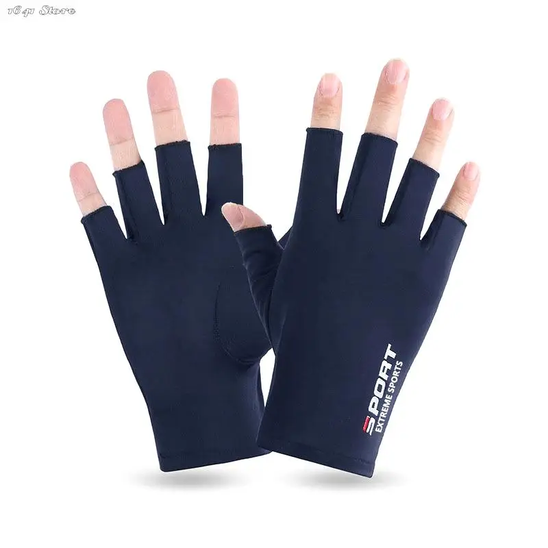 1 Pair Anti-UV Men Women Fishing Gloves Sunscreen Antiskid Spring Summer Ice Cool Breathable Cycling Sport Gloves Fishing cycling gloves fishing gloves