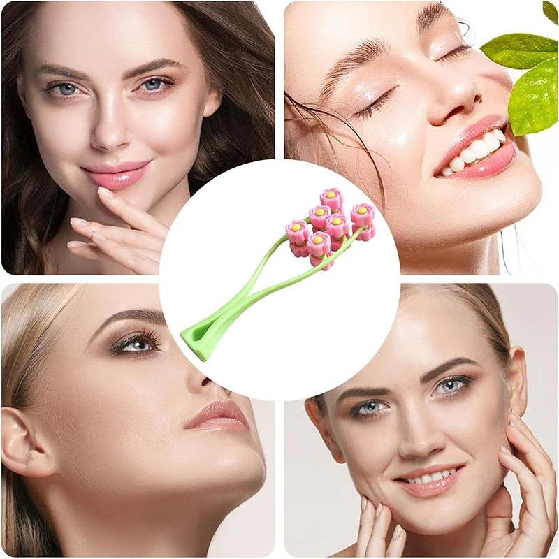 Massaggiatore Facciale a Rullo a Forma di Y, Strumento Manuale per il Relax, Dispositivo Portatile per il Lifting del Viso, Rullo 3D a Fiore per Collo e Cura della Pelle del Corpo - immagine 6