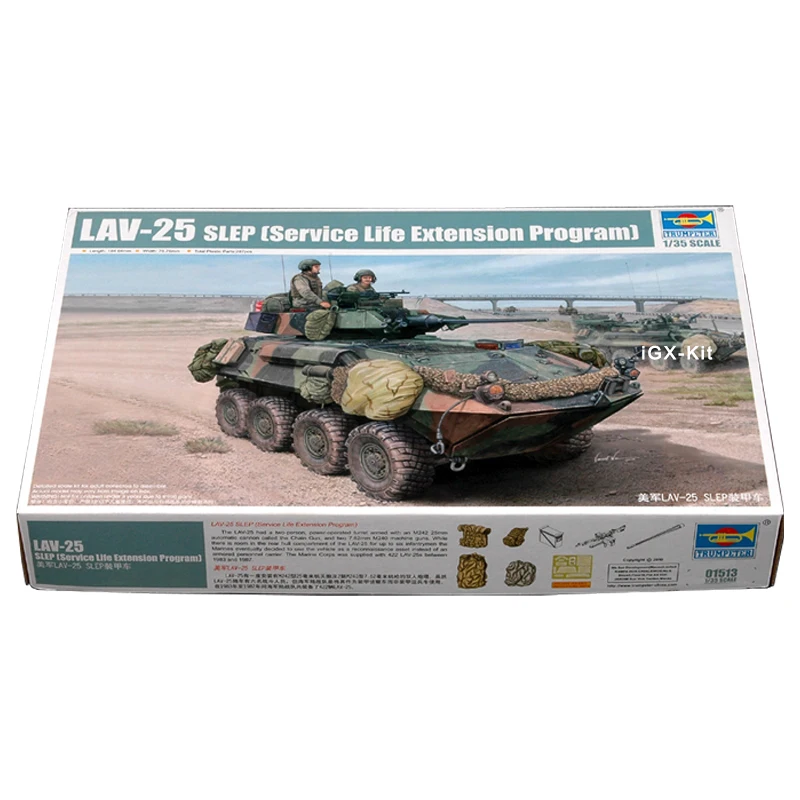 

Trumpeter 01513 1/35 US LAV-25 LAV25 SLEP Light Armored Vehicle Car Military Toy Gift Plastic Assembly Building Model Kit