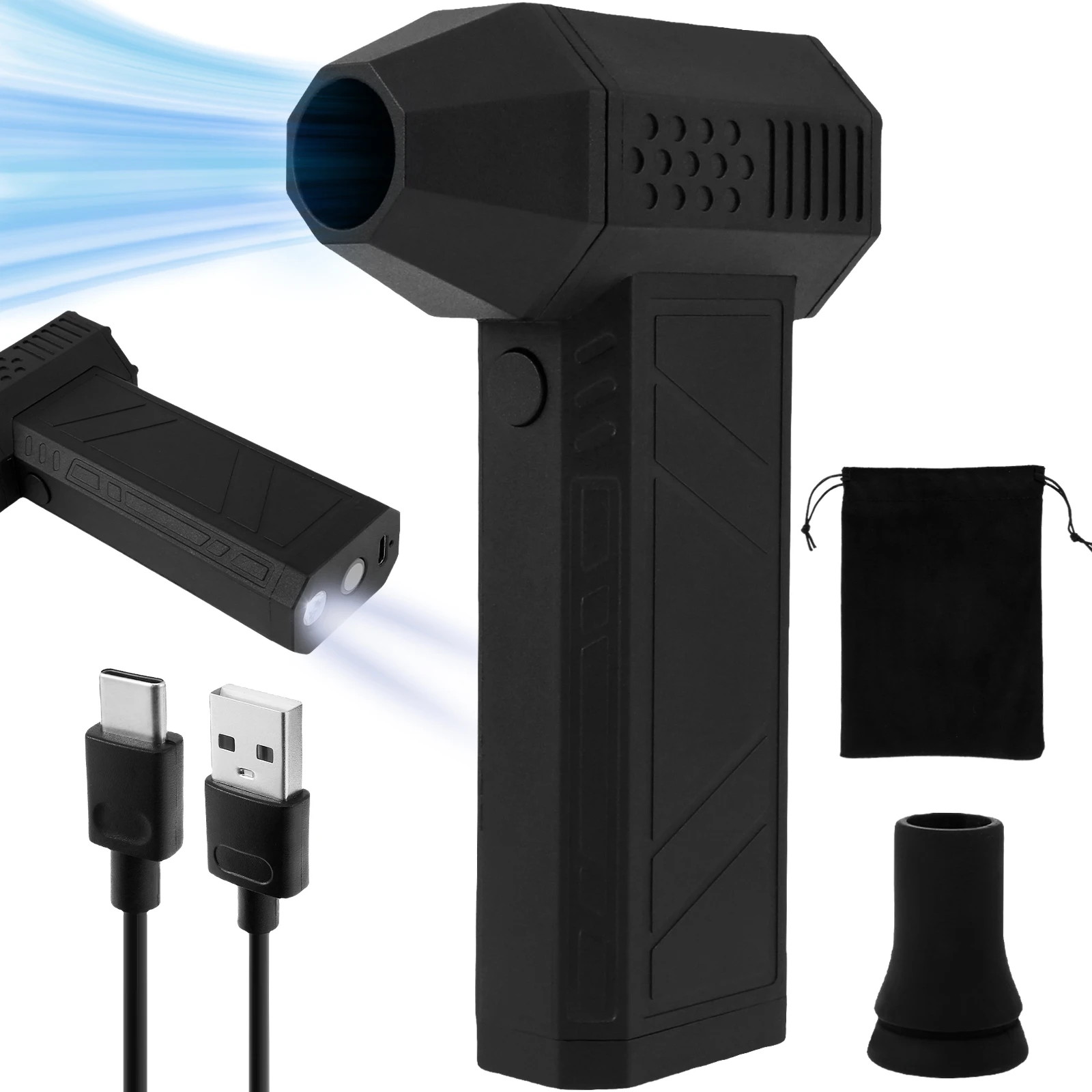 휴대용 선풍기 강력한 송풍기 제트, 브러시리스 미니 터빈 제트, 130000 RPM X3, 속도 조절 가능, 선풍기 