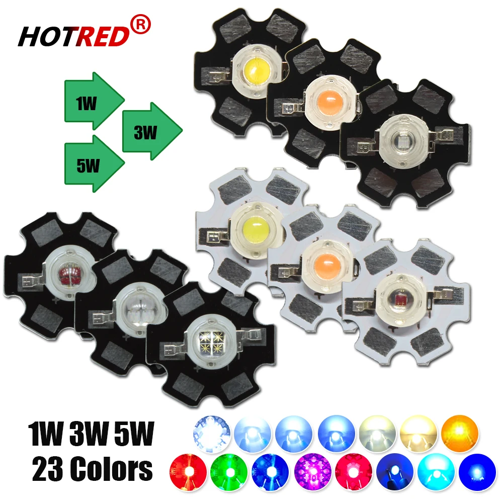 led lamp led lamp beads led chip led lamp bulb 10pcs high power LED COB chip 1W 3W 5W warm cool white red blue green yellow full spectrum 660nm 440nm grow light aquarium lamps