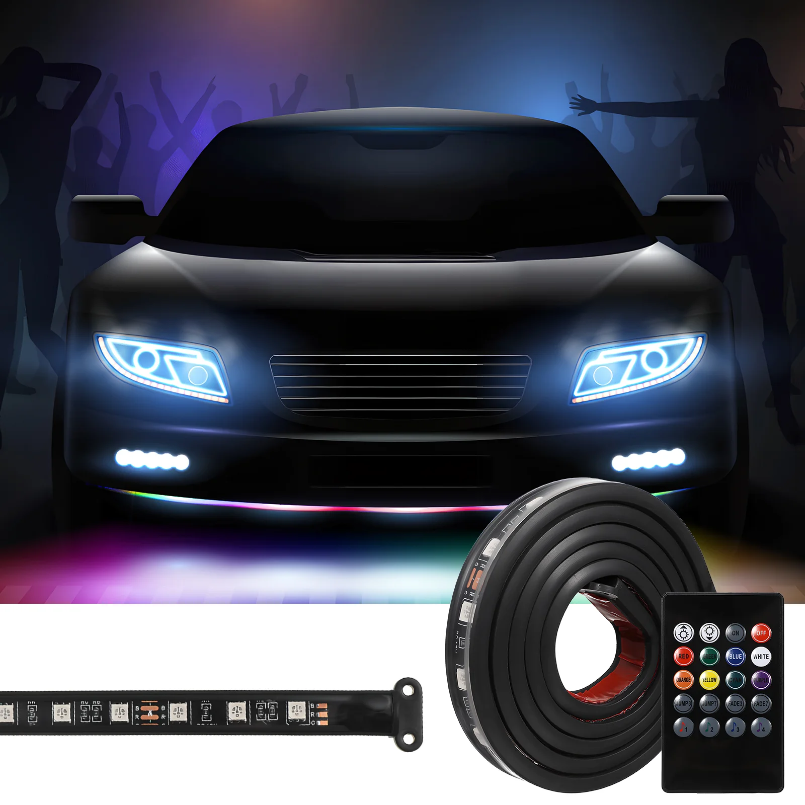 

1 Set Car Underglow Light RGB LED Light Vehicle Strip Light Multi Modes Under Car LED Light