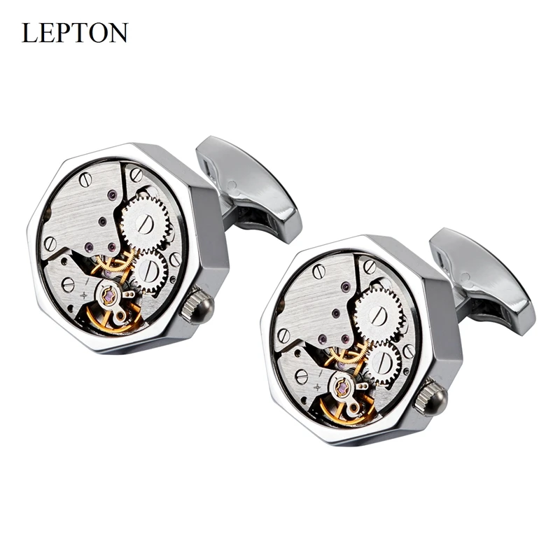 

Lepton Watch Movement Cufflinks Of Movable Vintage Steampunk Gear Cufflink Perfect For Wedding Groom Anniversary Birthday Gifts