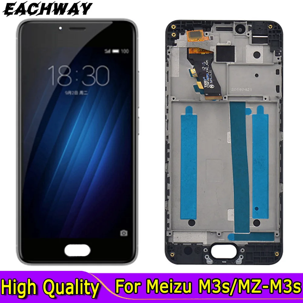 

Tested 5.0" For Meizu M3S LCD Display Touch Screen Digitizer Assembly With Frame Replacement For MEIZU M3S MZ-M3s LCD Display