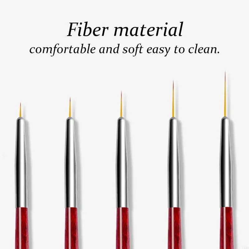 5 Pcs Nails Art Liner Brushes Nail Painting Brush Pen Painting Nails Art Brushes 5mm/8mm/11mm/13mm/15mm for Salons