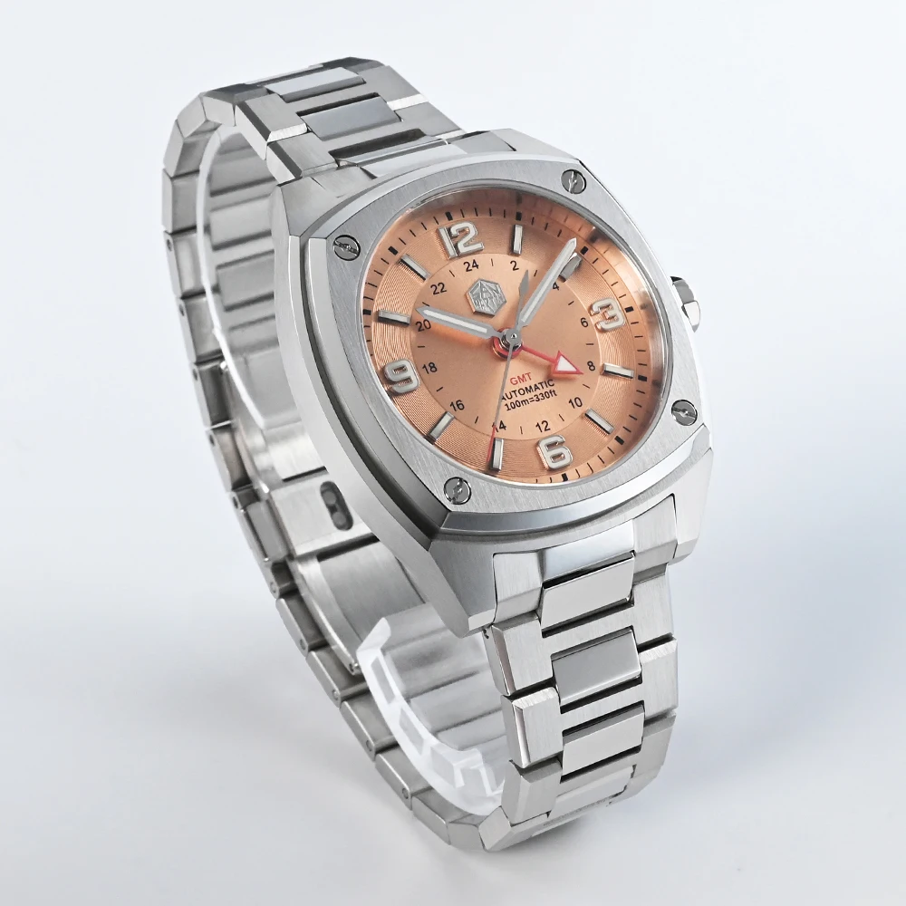 San martin-自動機械式時計,オリジナルデザイン,正方形gmt,高級