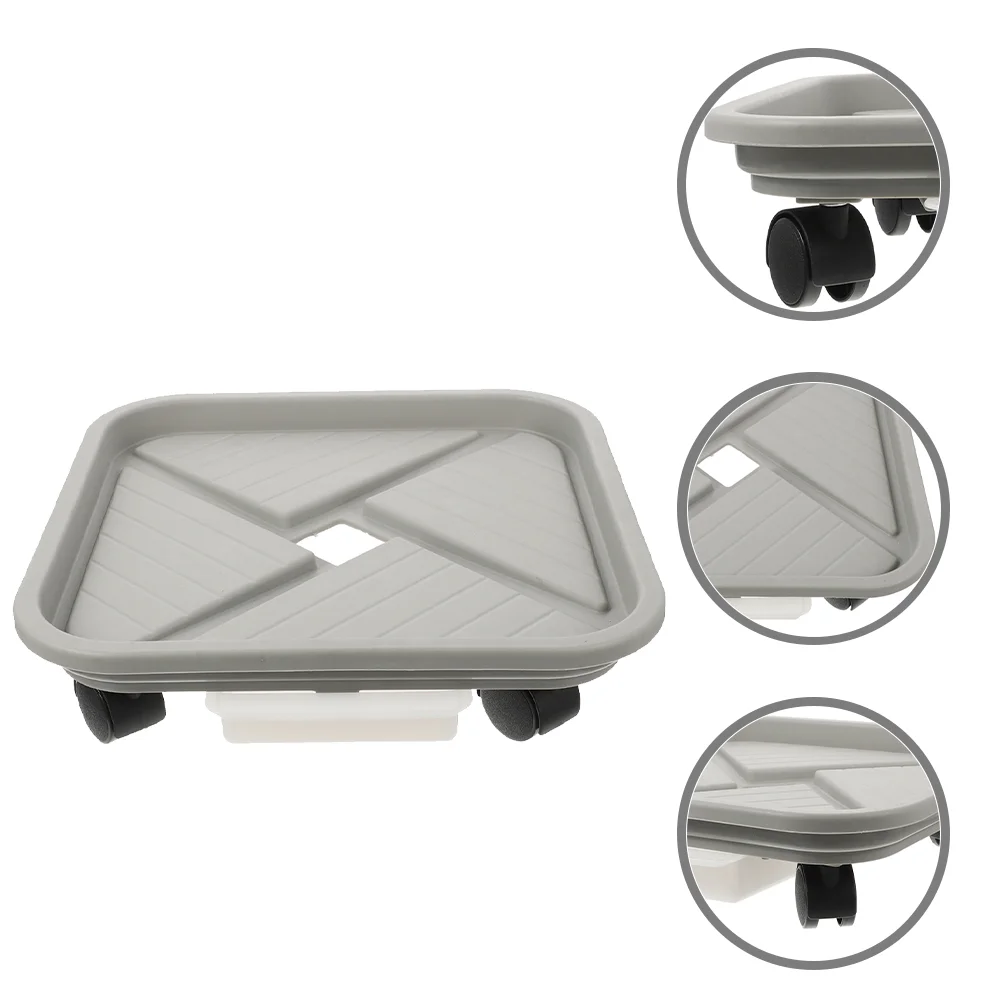 

Flower Pot Tray Movable for Plants Rolling Potted Mover Square Planter Plastic with Wheels Indoor Trays