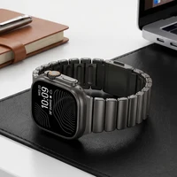 Bracelet en caoutchouc fluoroélastomère titane pour Apple Watch Ultra 3 2 49mm 10 11 46mm, bracelet magnétique pour Iwatch 9 8 7 45mm 6 SE 3 44mm 1