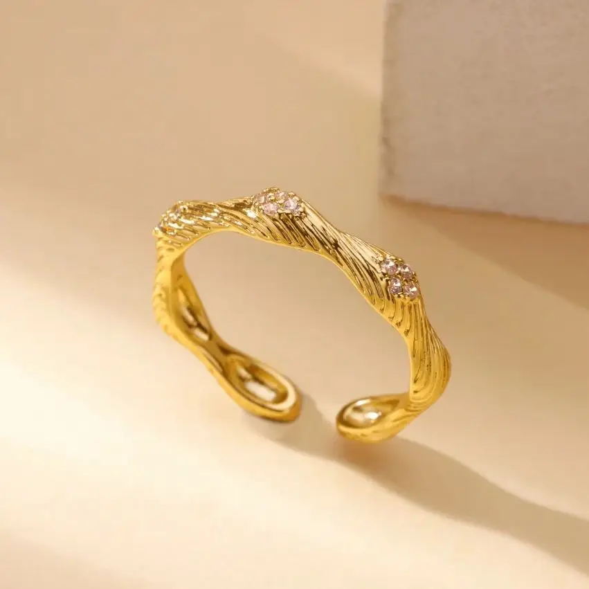 Cubic Zirconic Rings Stainless Steel Gold Color Finger