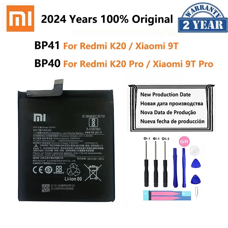 100% Оригинальный аккумулятор BP41 BP40 для Xiaomi Mi 9T Mi9T RedmiK20 Redmi K20 Pro K20Pro 4000 мА/ч батарея для телефона высокой емкости
