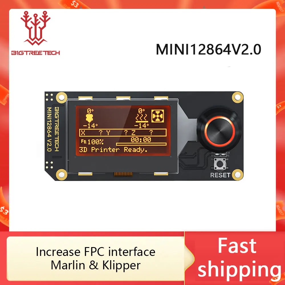 Bigtreetech Tela Lcd Mini 12864 V2.0 Peças de Impressora 3d Btt Skr V1.4 Skr Polvo Maxezv1.0 Voron 2.4 Kit
