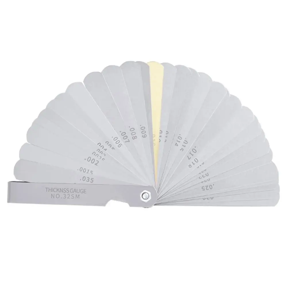 32pcs 블레이드 필러 게이지 스테인레스 스틸 0.0015-0.035inch 갭 게이지 정밀 측정 미터법 0.04-0.88mm 밸브 도구 세트