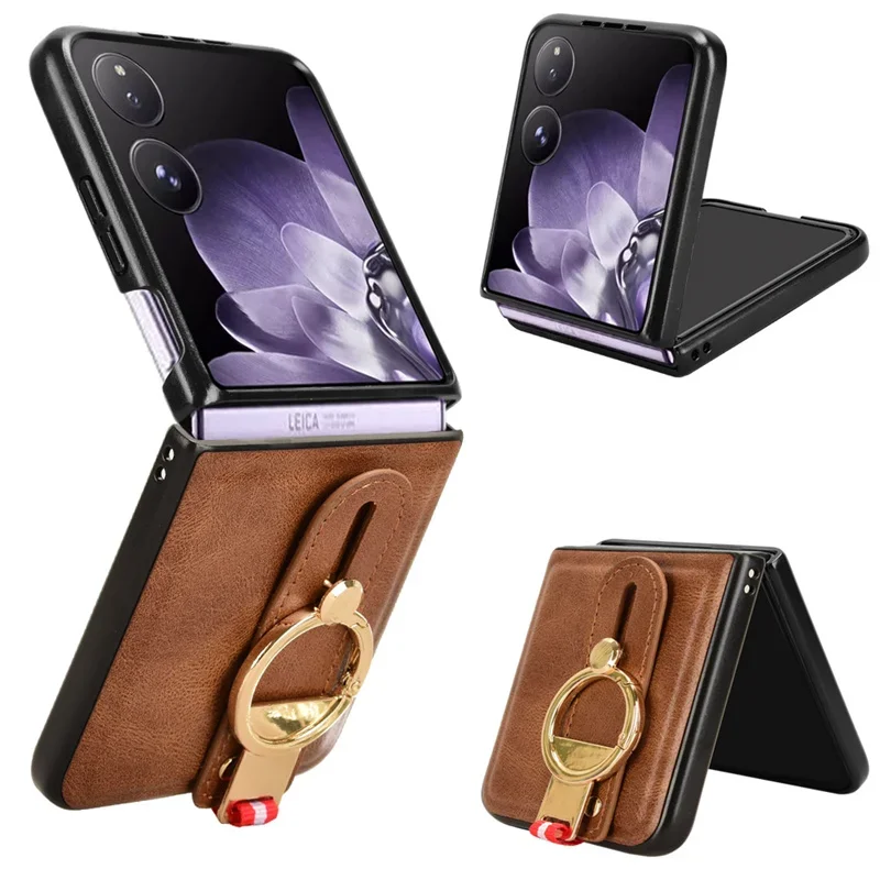 Luxury Leather Stand Case with Wristband and Ring Opener