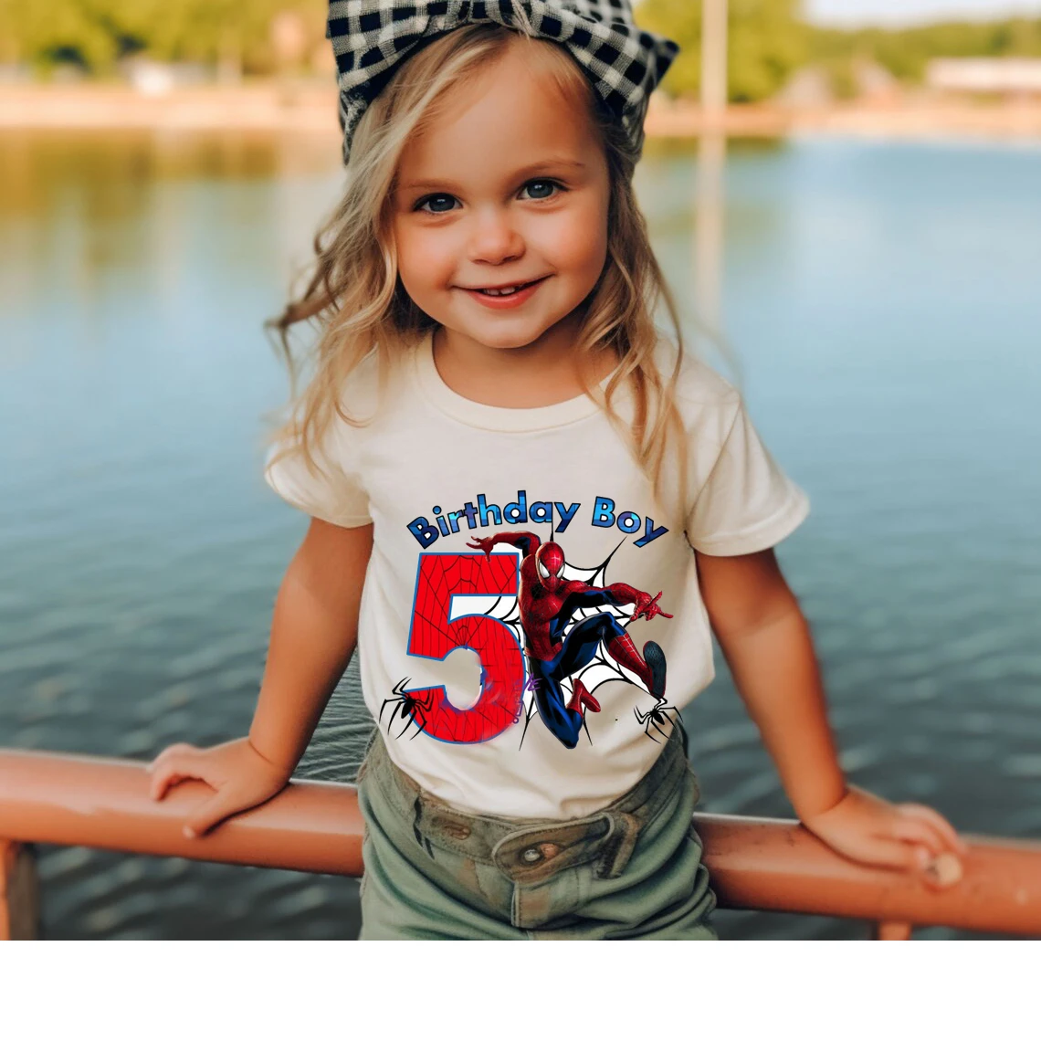 Summer 2025 Kid 2 3 4 5 6 7 8 Marvel Spiderman Girl Birthday Short Sleeve Shirt Spiderman Personalize Name Birthday Boy T-shirt 5