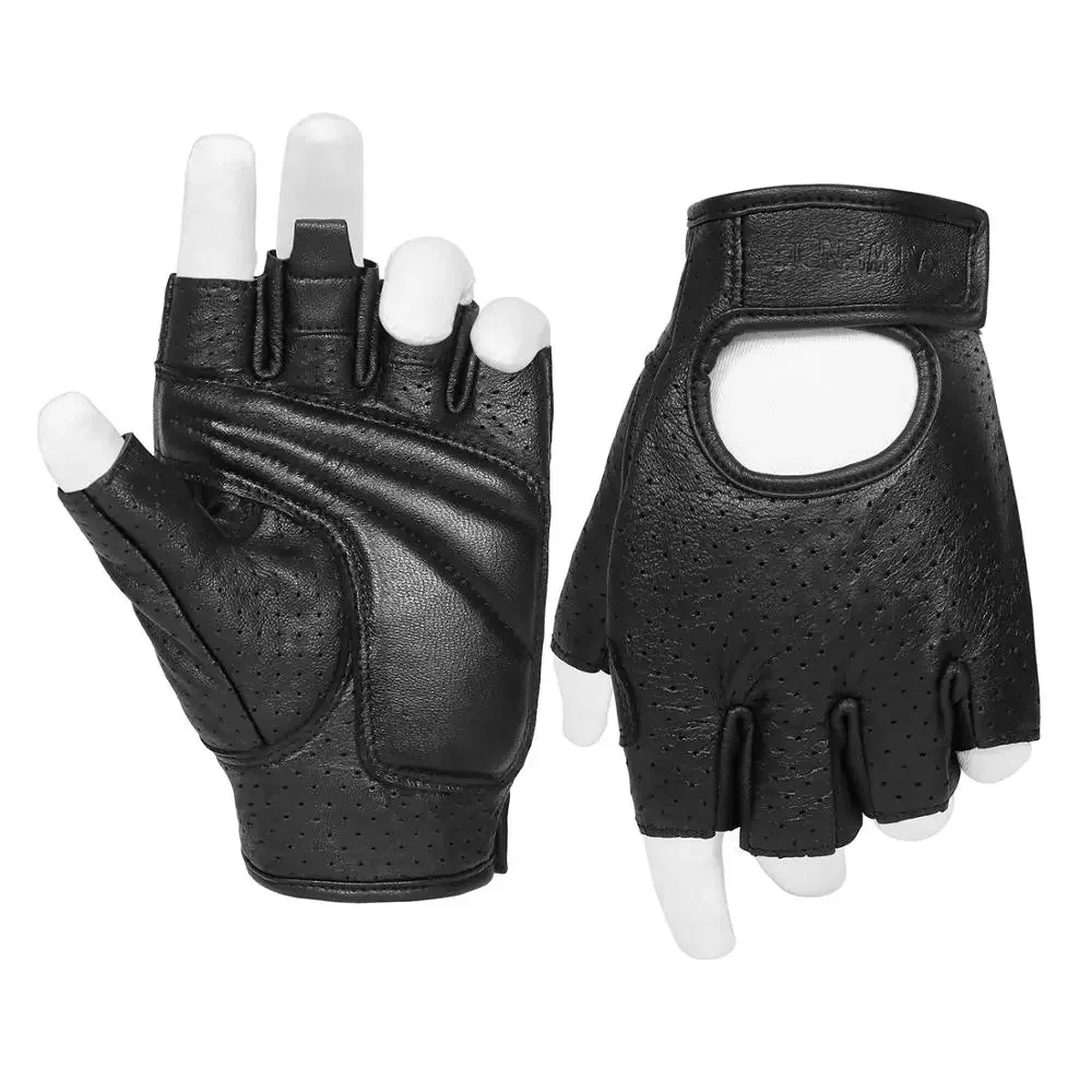 Motorcycle Gloves Half Finger Mitt Glove Fingerless Genuine Leather Summer Men Scooter Moto Mitten Electric Bike Racing Cycling motorcycle gloves sports gloves leather motorcycle gloves cycling gloves