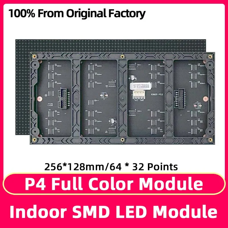 LED Video Display Panel P4 Full Color Surface Mount Module Indoor Conference Room Electronic Screen LED Display RGB Video Wall LED Panel 256*128mm