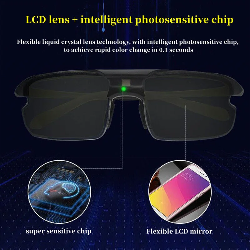 ZHIYI Brand Ultra-Light TR90 Chameleon Glasses 0.1 Seconds LCD Smart Chip Photochromic Polarized Lens polarized sunglasses photochromic sunglasses driving glasses Driving Sunglasses for Men