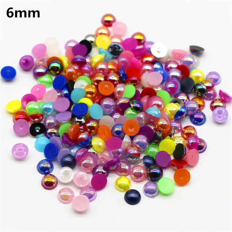 Imitation Pearl Beads 10mm 8mm 6mm 4mm AB Color Imitation Pearls Craft Half Round Flatback Beads Nail DIY Decoration