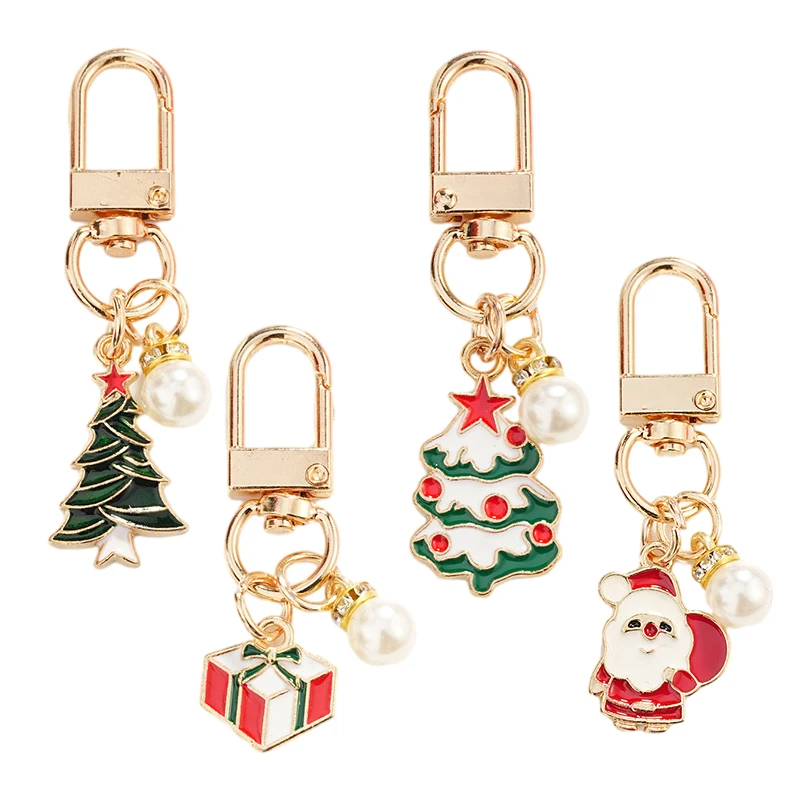 

New Creative Christmas Keychain Keyring Key Holder Santa Snowman Elk Xmas Tree Pendant Car Bag Pendants Decorative New Year Gift