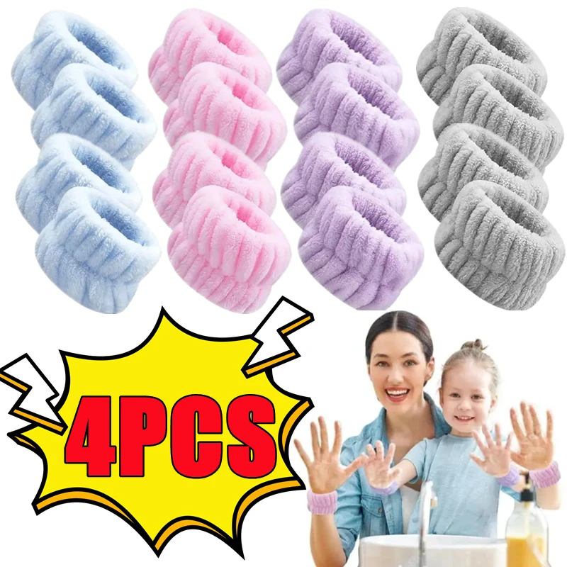 871051-157214.jpg 4/2PCS Wrist Washband Microfiber Wrist Wash Towel Band Wristband Scrunchies Wash Face Absorbent Wrist Sweatband Women Headband - Image 1