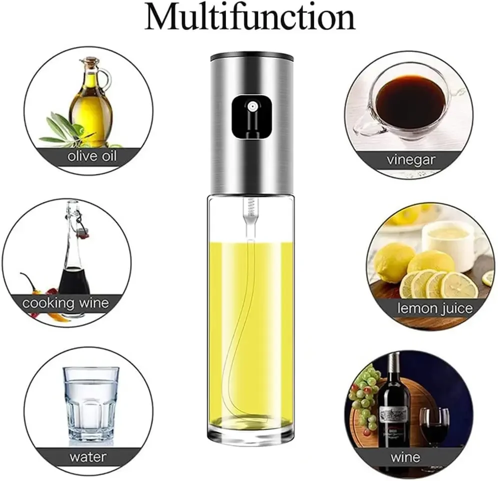100ML Graduated Oil Sprayer ABS Press Type Kitchen Household Air Fryer Olive Spray Divine Appliance Barbecue Glass Bottle