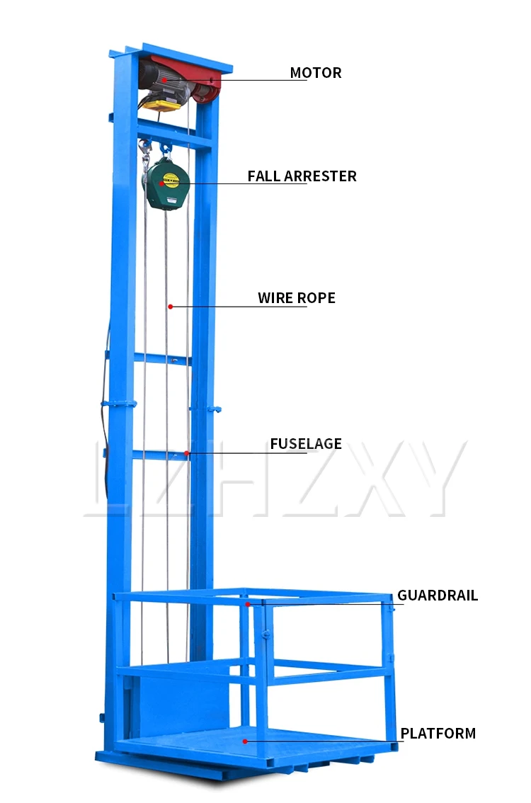 500KG/1000KG Electric lift Small electric hydraulic lift freight elevator guide