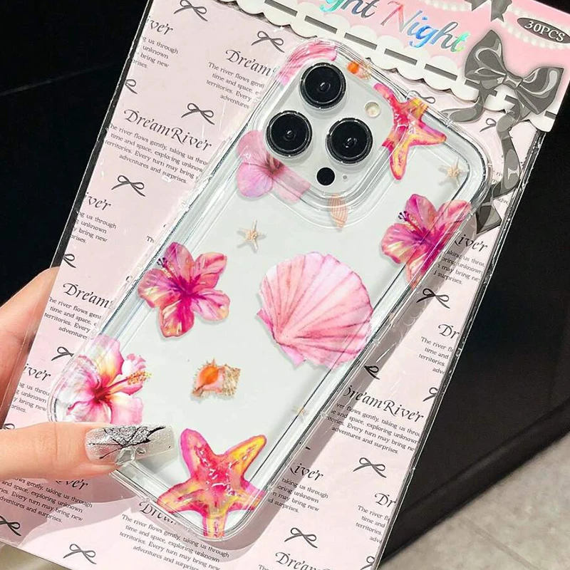 Tropical Pink Starfish & Flower Shell Phone Case Cover