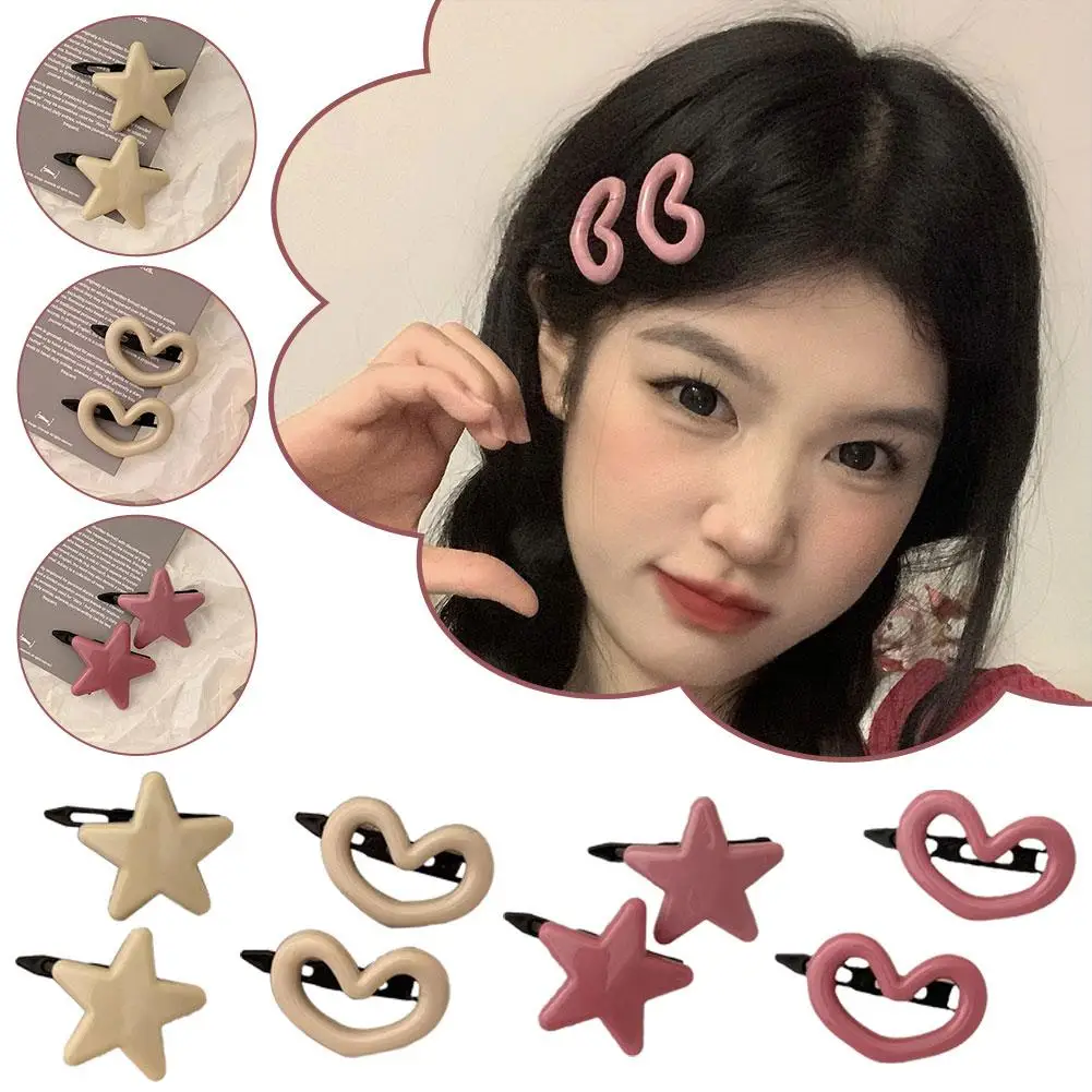 

Hair Ornaments Cream Sweet Girl Candy Star Hair Clip Clip Small Hair Dopamine Side Female Clip Pentagram Love Style Cute Q5D5