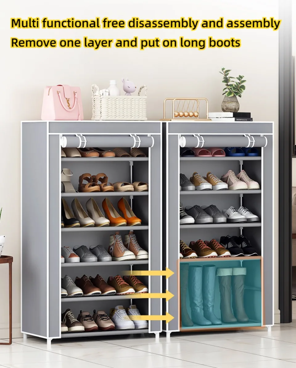 Description Picture 4 of itemSimple Shoe Rack Living Room Dustproof Footwear Shelves Load-Bearing Elevated Design Sneakers Storage Waterproof Shoes Cabinet