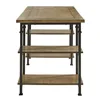 Vintage Industrial 1pc Writing Desk with 4 Open Shelves Rustic Poplar Finish Solid Wood and Metal Furniture Modern Design Offic 4