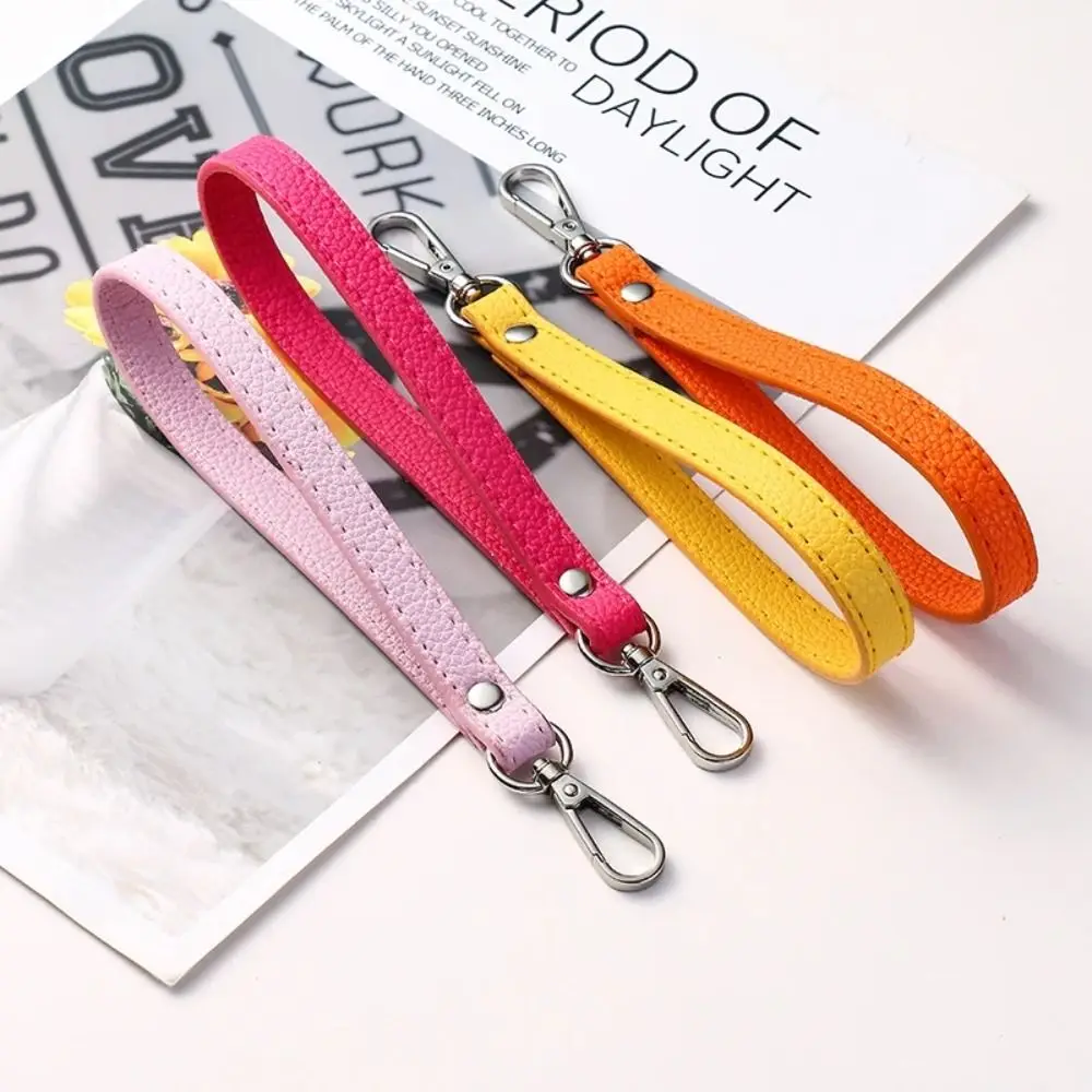 Elegant Silver/Gold PU Leather Wrist Strap – Adjustable Solid Color Purse Handle Replacement Accessory