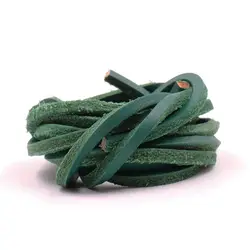 100cm Unisex Leather Boot Shoelaces - Premium Cowhide Shoe Accessories (Green)