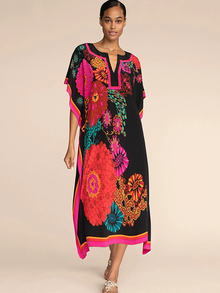 Kaftans Stampati Per Donne Beach Cover Up Seaside Maxi Abiti Bohémien Costumi Da Bagno Pareo Costumi Da Bagno In Fabbrica Dropshipping