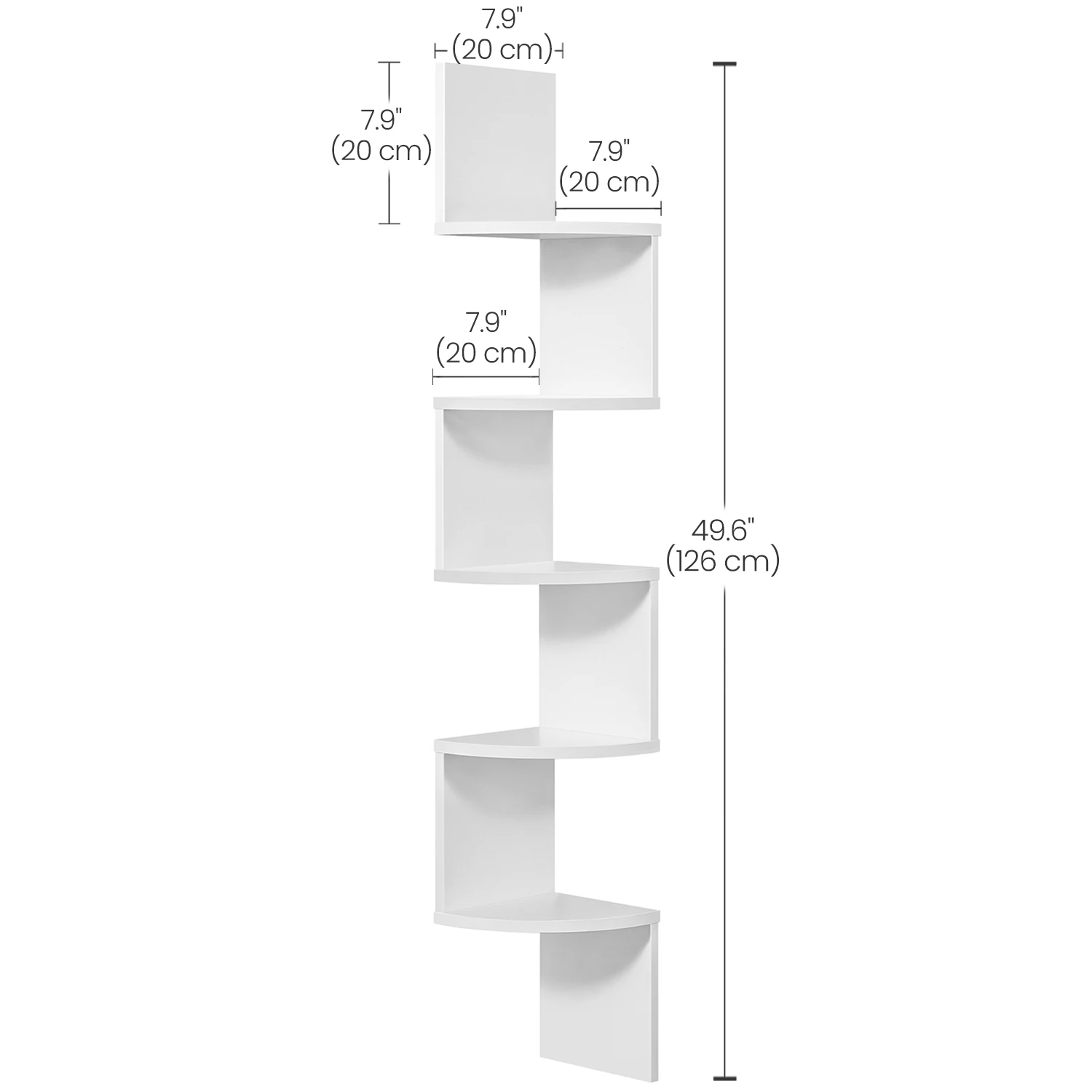 VASAGLE Corner Shelf Wall Mount, 5-Tier Floating Corner Bookshelf, Plant Shelf for Bedroom, Living Room, Bathroom, Home Office 6