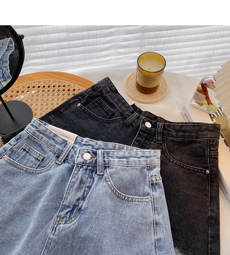 keiki kona shorts Ashgaily 2022 New High Waist female Fashion Casual Summer Cool Women Denim Shorts Wide Leg Hollow Out Plus Size Jean Shorts leather shorts