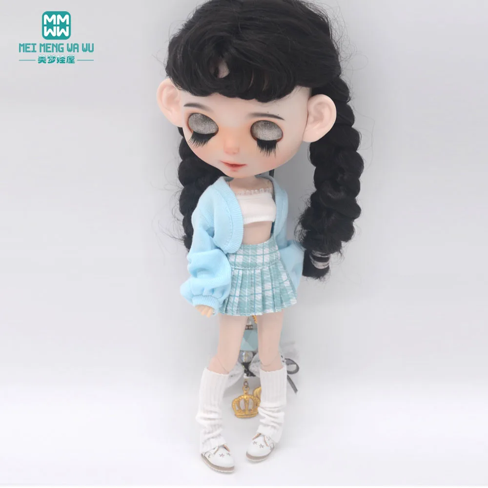 Fashion New Puff Sleeve Knit Jacket Set for Blyth Doll Azone OB23 OB24 Doll Accessories