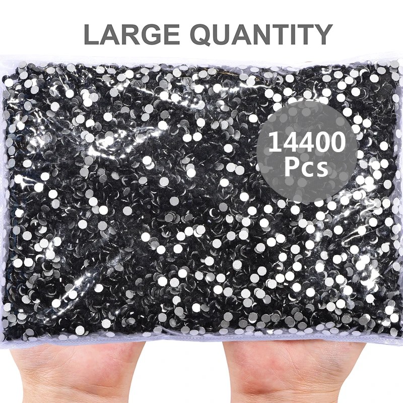 제트 블랙 SS3-SS40 대량 포장 도매 논 핫픽스 라인스톤 참 네일 아트 다이아몬드 스톤 의류 공예 장