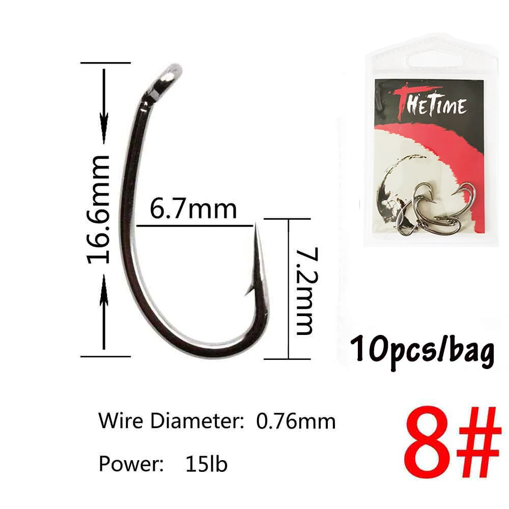 Premium Barbed Carbon Steel Fishing Hooks - High-Quality Carp Tackle (1 Pack)