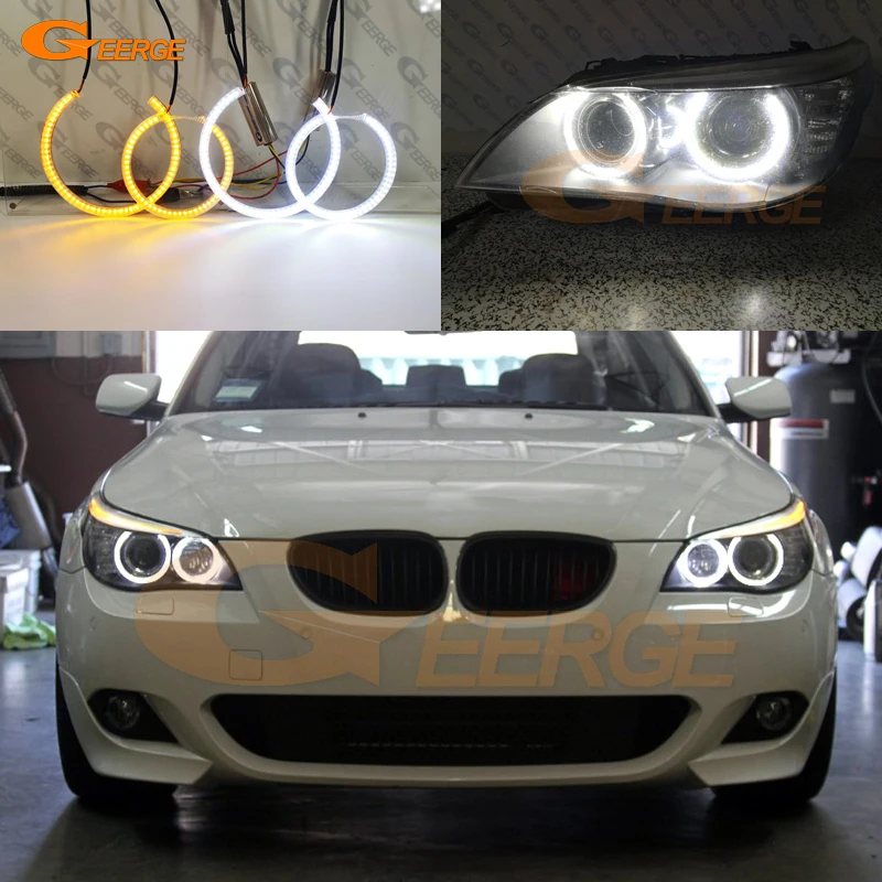 BMW 5 시리즈 E60 E61 LCI 528i 530i 535i 550i M5 울트라 브라이트 스위치백 DRL 방향지시등 SMD LED 엔젤 아이즈 키트 헤일로 링
