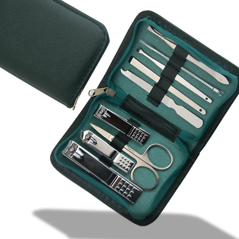 Stainless steel nail clipper set with zipper design protective cover, suitable for nail feet and nails