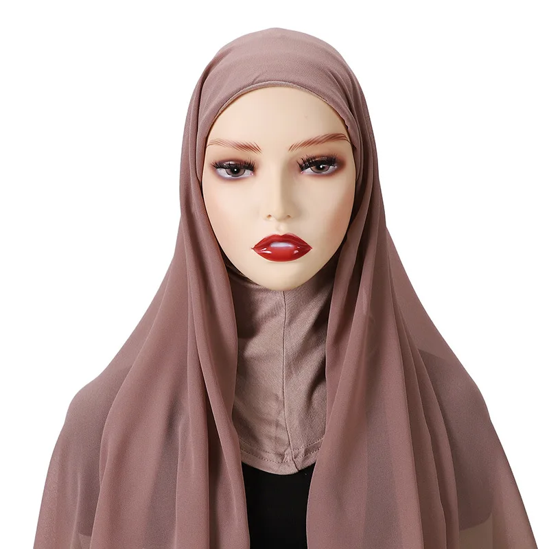 Foulard Musulman En Mousseline De Soie Pour Femmes, Voile, Écharpe Enveloppante, Hijab
